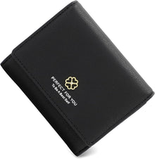 Geldbörse Damen Klein mit Münzfach & Kartenfächern PU Leder Schwarz