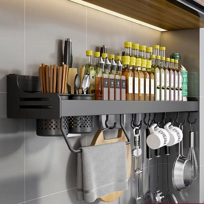 Gewürzregal Küchen Organizer Wandregal 80cm Schwarz