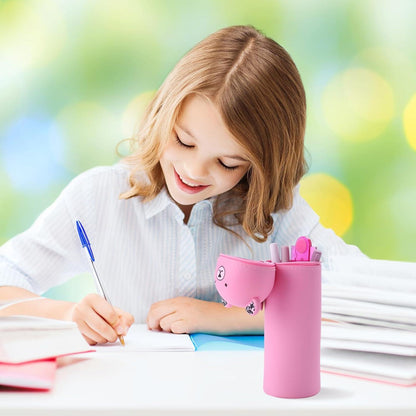 Kawaii Federmäppchen Weiches Silikon 2 in 1 Rosa