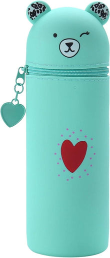 Kawaii Federmäppchen Weiches Silikon Cartoon Bleistifthalter Grün