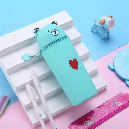 Kawaii Federmäppchen aus Weichem Silikon Schlampermäppchen Stifteköcher 2in1