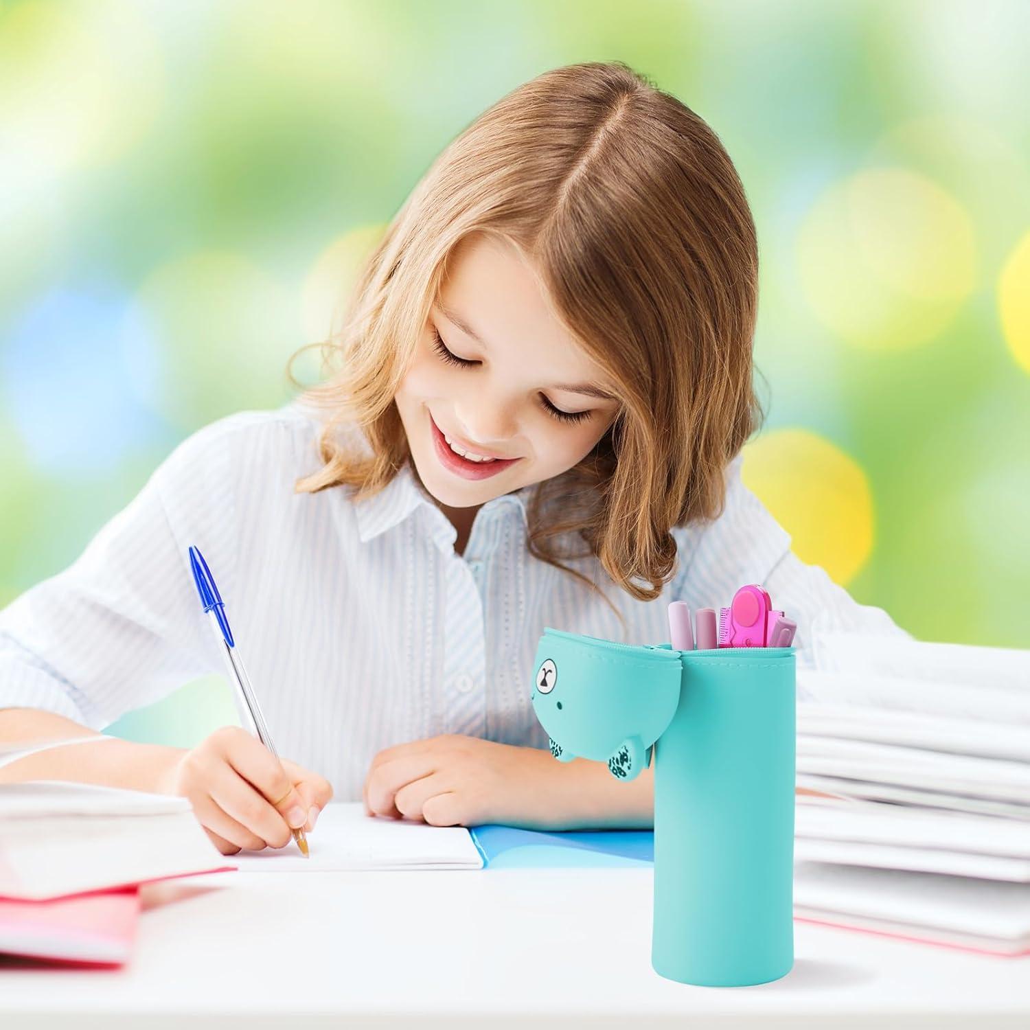 Kawaii Federmäppchen aus Weichem Silikon Schlampermäppchen Stifteköcher 2in1