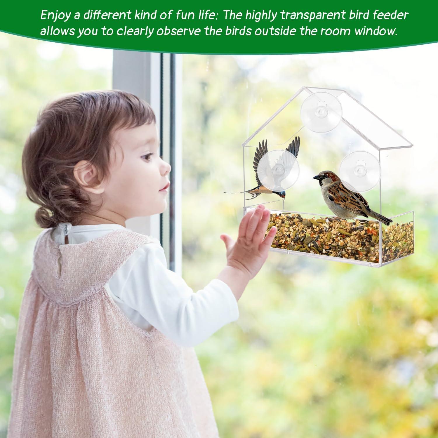 Transparentes Vogelhaus Fenster Futterhaus Saugnäpfen 15x15x6cm