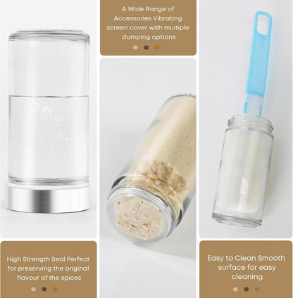 Gewürzgläser Set aus Glas 100ml (24 Stück) Edelstahldeckel Trichter Aufkleber