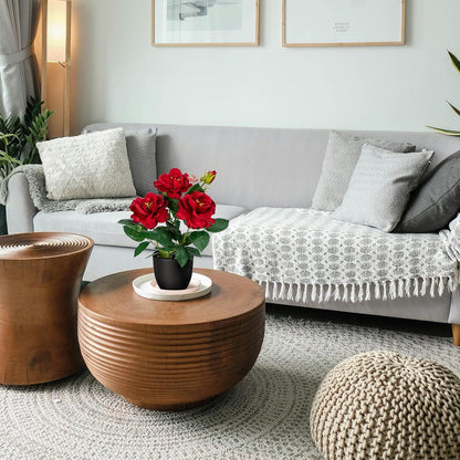 Künstliche Rosen Kunstblumen im Topf 28 cm Deko Rot Echt wie Rote