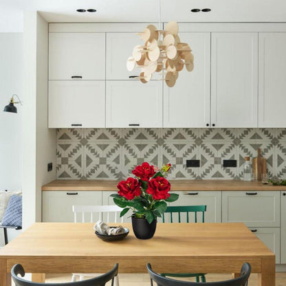 Kunstblumen Rosenbusch Dekoblumen Topf 28 cm Rot Bad Büro Hotel