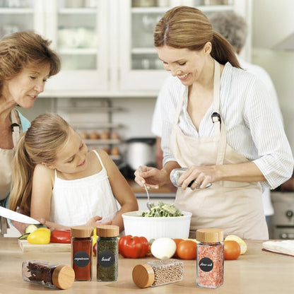 24er Set 120ml Gewürzgläser Eckig Holzdeckel Etikett Pinsel