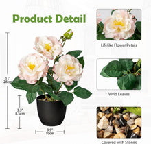 Kunstrosen Dekoblumen Misty Rosa 28 cm Topf - Rosenbusch