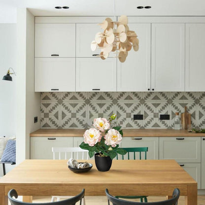 Kunstblumen Rosenbusch Deko Topf 28cm Misty Rosa