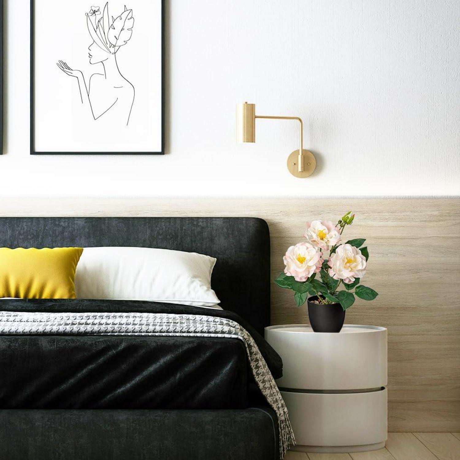 Künstliche Dekoblumen Kunstrosen Misty Rosa Höhe 28cm im Topf