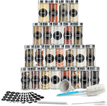 24er Set Gewürzgläser 120ml Glas Gewürzdosen Streueinsatz