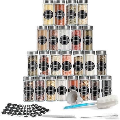 24er Set Gewürzgläser 120ml Glas Gewürzdosen Streueinsatz