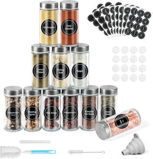 Gewürzgläser Set 12er 120ml Glas Streueinsatz Etiketten Trichter