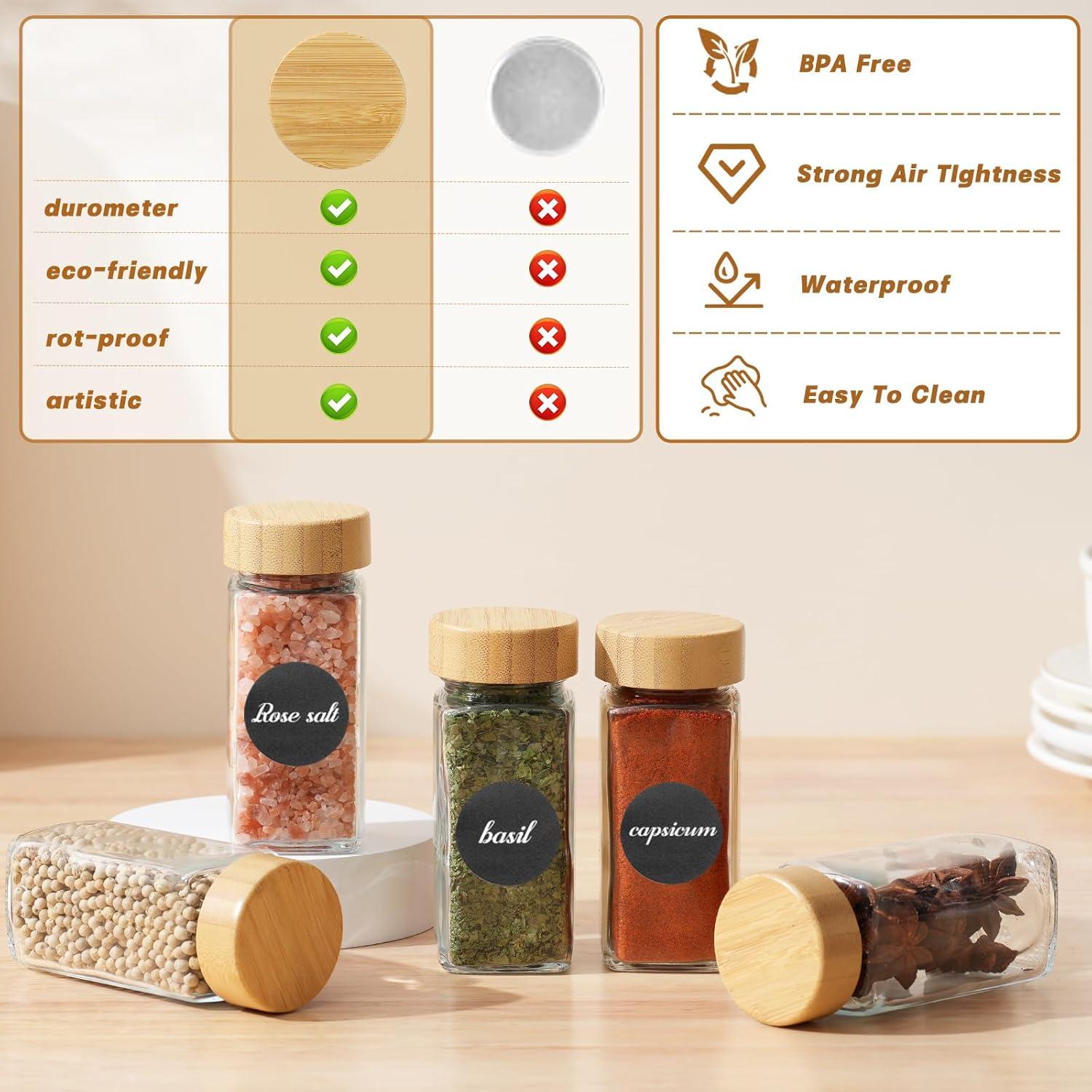 Gewürzgläser Set 12er 120ml mit Holzdeckel und Streueinsatz
