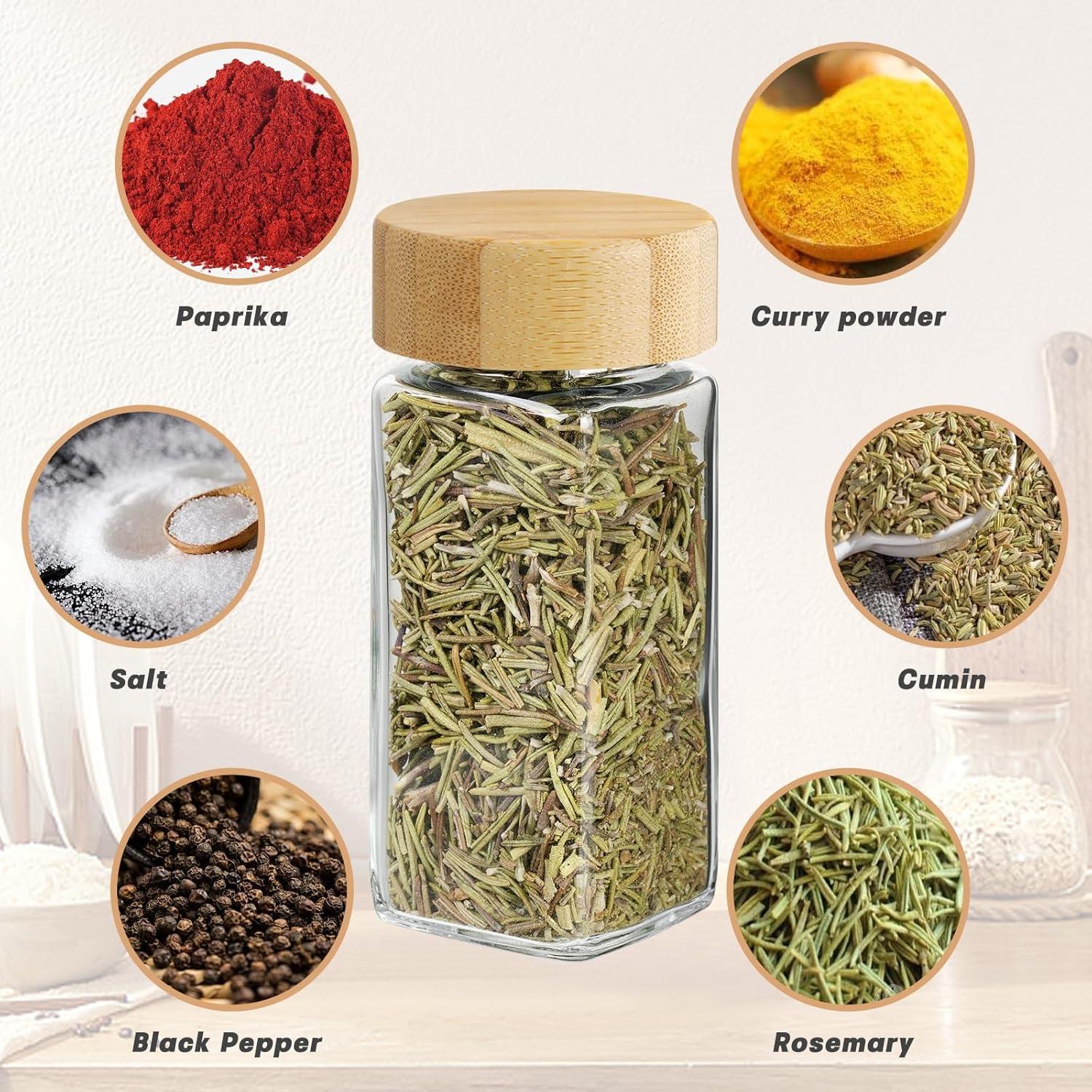 Gewürzgläser 12er Set 120ml Holzdeckel Aufbewahrung Küche Kräuterglas