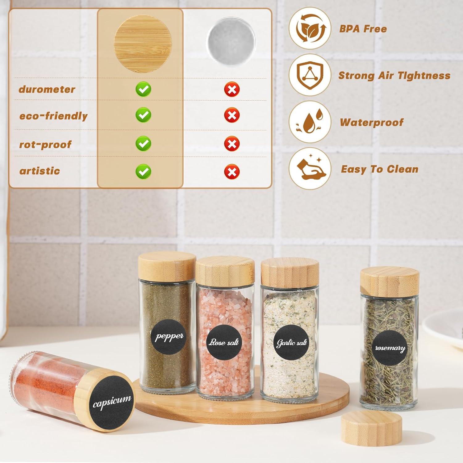 Gewürzgläser Set 12x 120ml mit Holzdeckel Streueinsatz