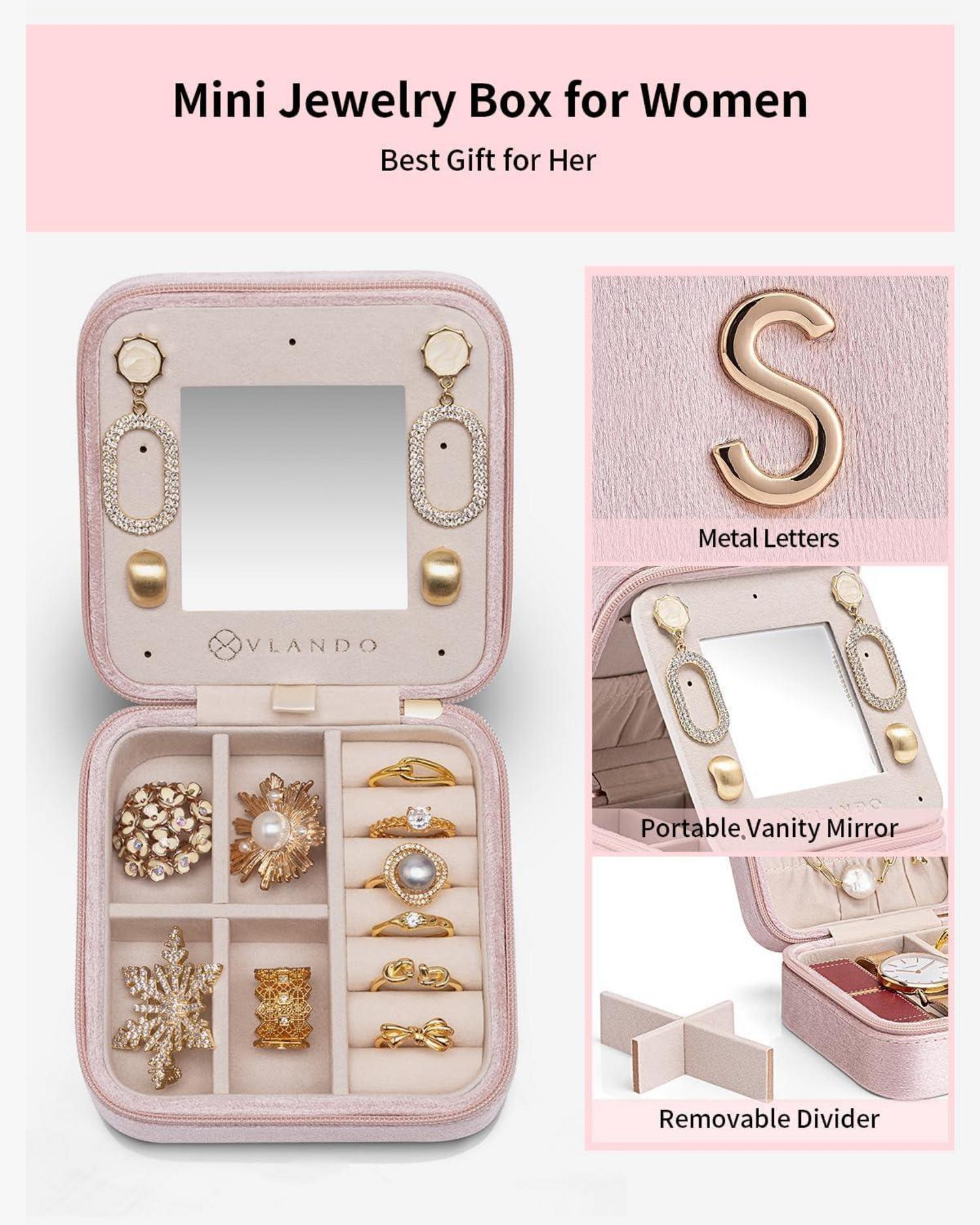 Personalisiertes Schmuckkästchen mit S Metallbuchstaben und