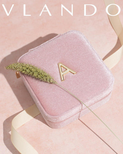 Schmuckkästchen Samt mit Initiale Metallbuchstaben Reiseetui