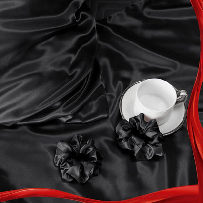 Satin Kissenbezug 40x60 Schwarz 2 Stück Haargummispflege Bessere Haut