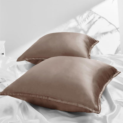 2er Set Satin Kissenbezug 80x80 Rosa Braun Reißverschluss