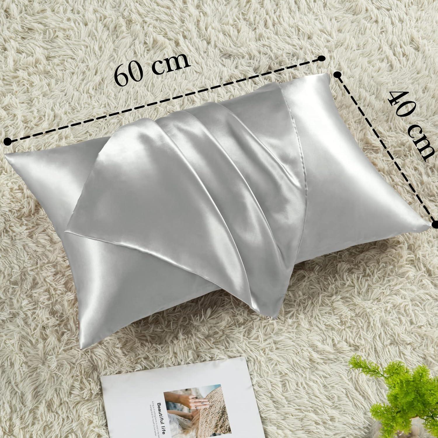 2er-Set Kissenbezüge 40x60 Satin Grau Haarschutz & Hautpflege