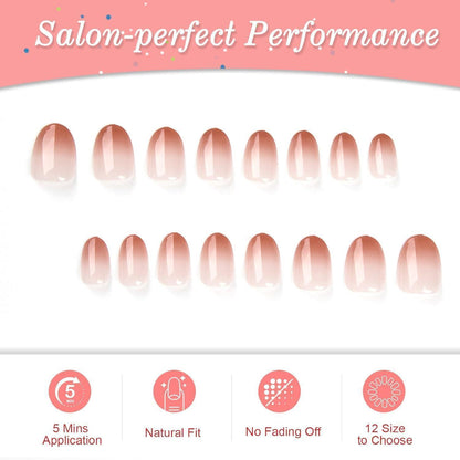 24er Pack Künstliche Nägel French Acryl Nude Press on Nails