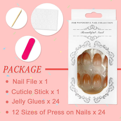 24 St. French Ovalkünstliche Nägel Kunstnägel Press on Nails