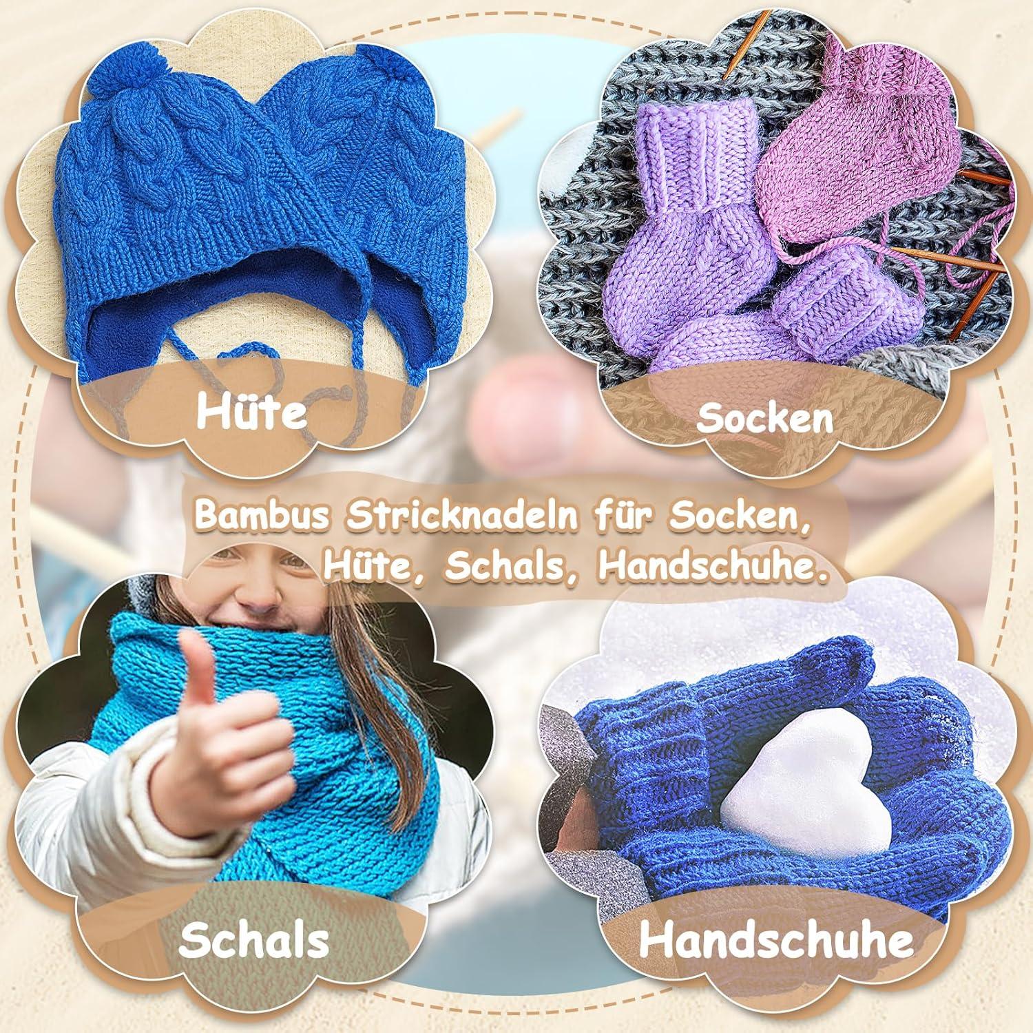 Bambus Stricknadeln Set 75 Stück Doppelspitzen Stricknadeln 20 cm