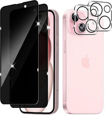 Sichtschutz Panzerglas Folie iPhone 15 6.1 2er Set Anti-Spy Privacy