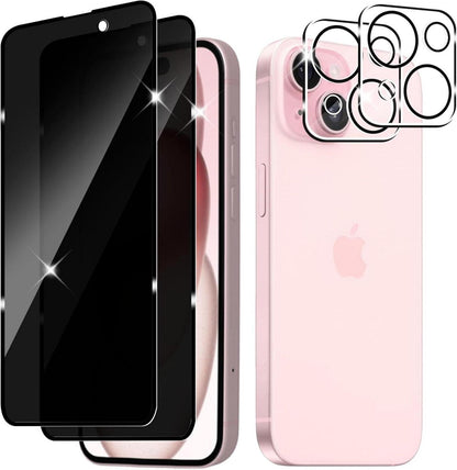 Sichtschutz Panzerglas Folie iPhone 15 6.1 2er Set Anti-Spy Privacy
