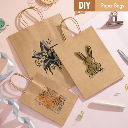 45 Papiertüten mit Henkel – Braun, Gemischte Größen