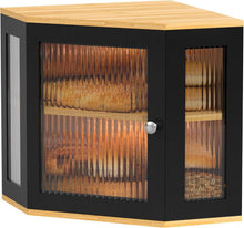 Brotkasten Ecke Bambus 2 Etagen Holz Brotaufbewahrung 32x32x35cm