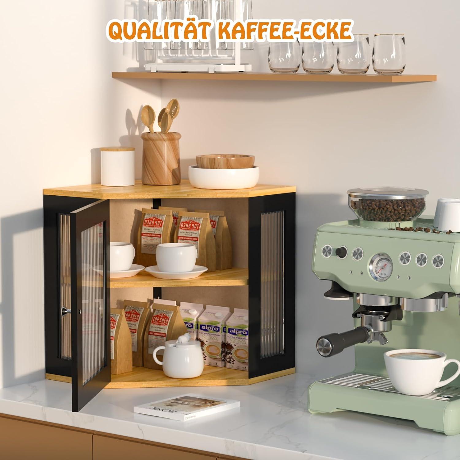 Brotkasten Bambus Eckbrotkasten 2 Etagen Schwarz 32x32x35cm