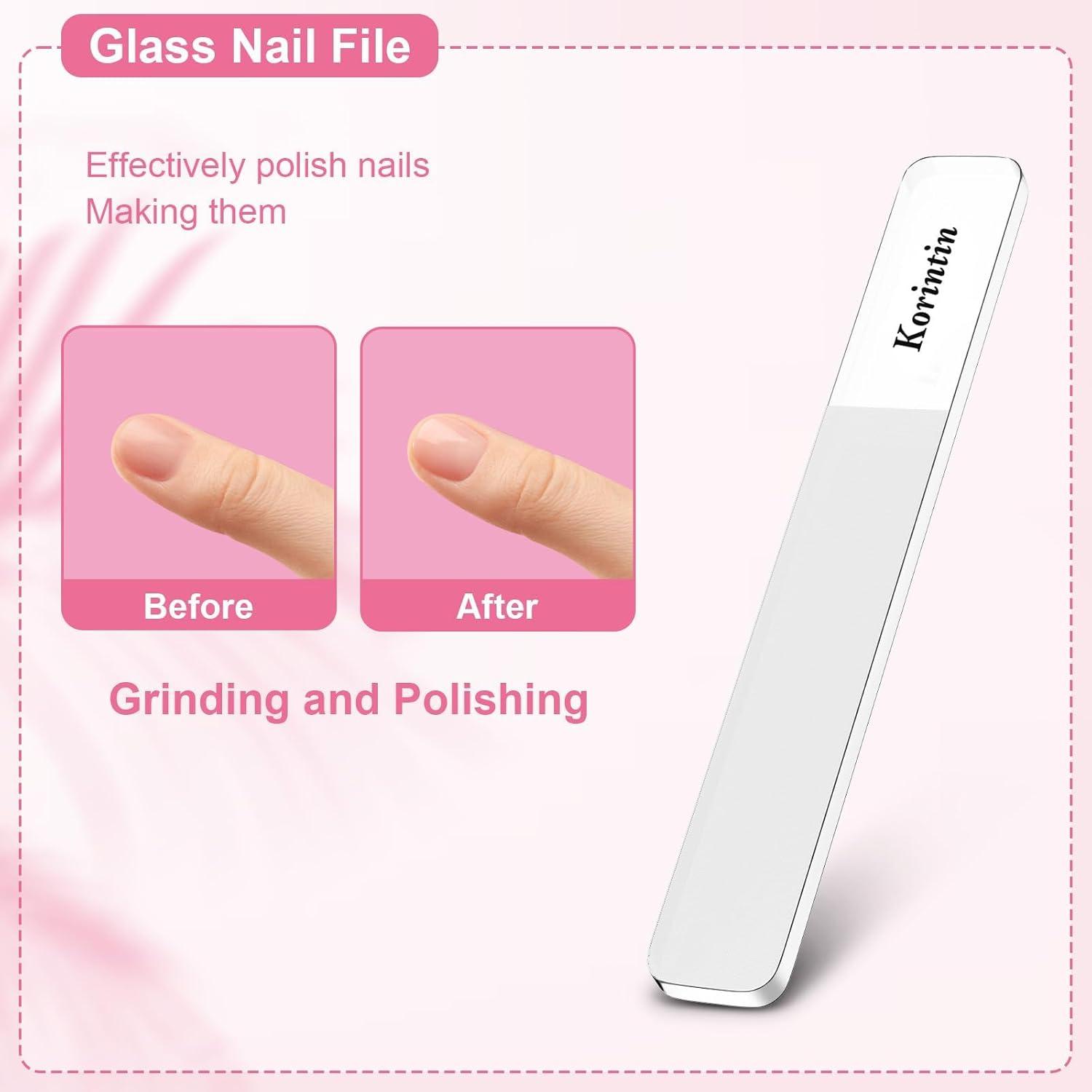 Korintin Nagelknipser Set 4 Stück mit Lederetui und Feile - Rosa