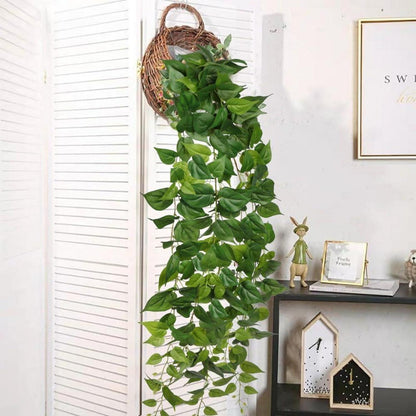 Künstliche Hängepflanze Pothos Scindapsus 130CM Grün Blätter Girlanden