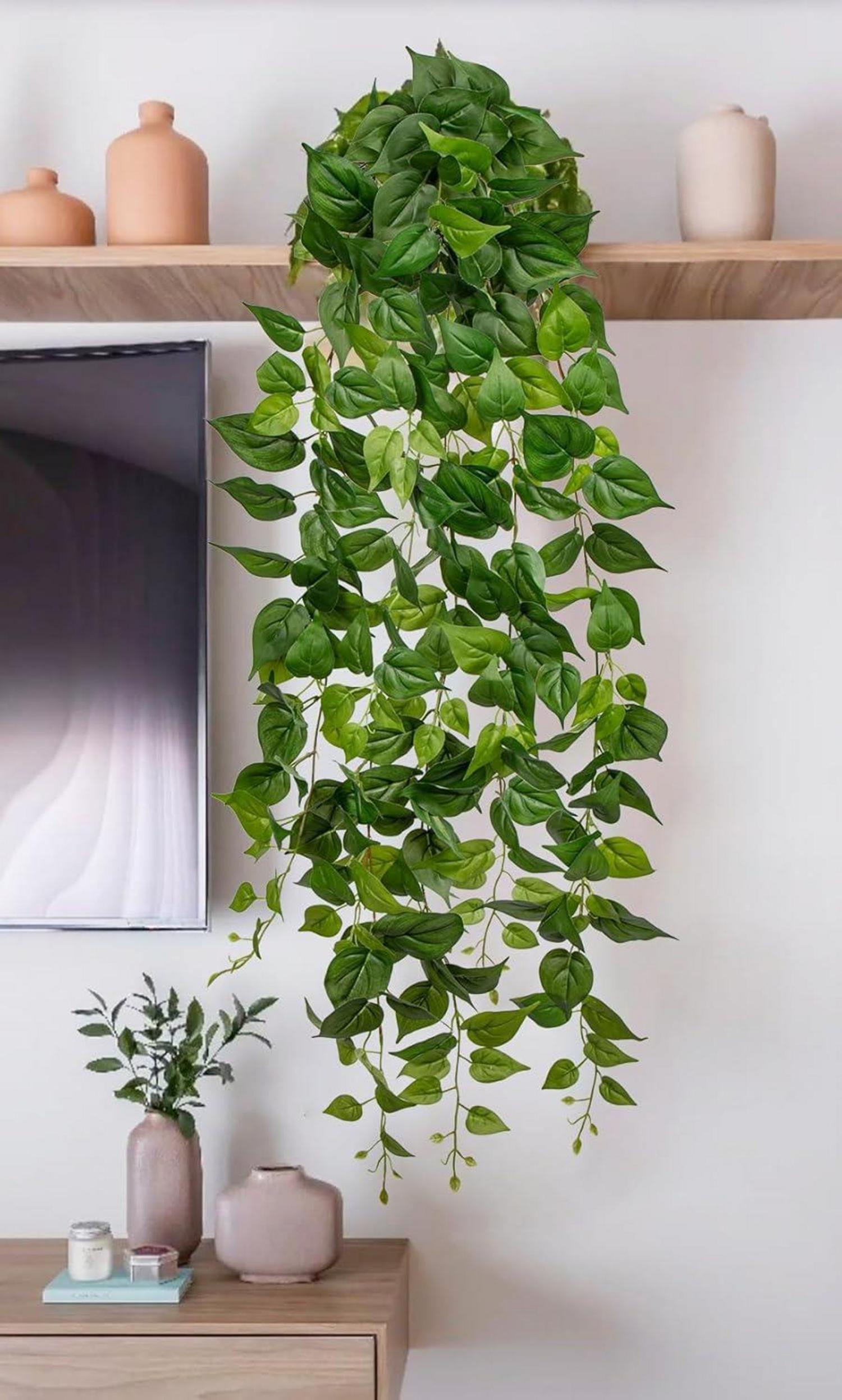 Künstliche Hängepflanze Kunstpflanze Pothos 130CM grün für Deko Garten Haus