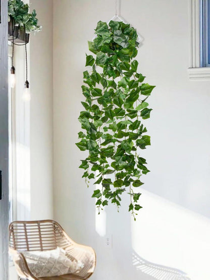 Künstliche Efeu Hängepflanze 130CM Deko Girlande Grün Blätter Vierwand