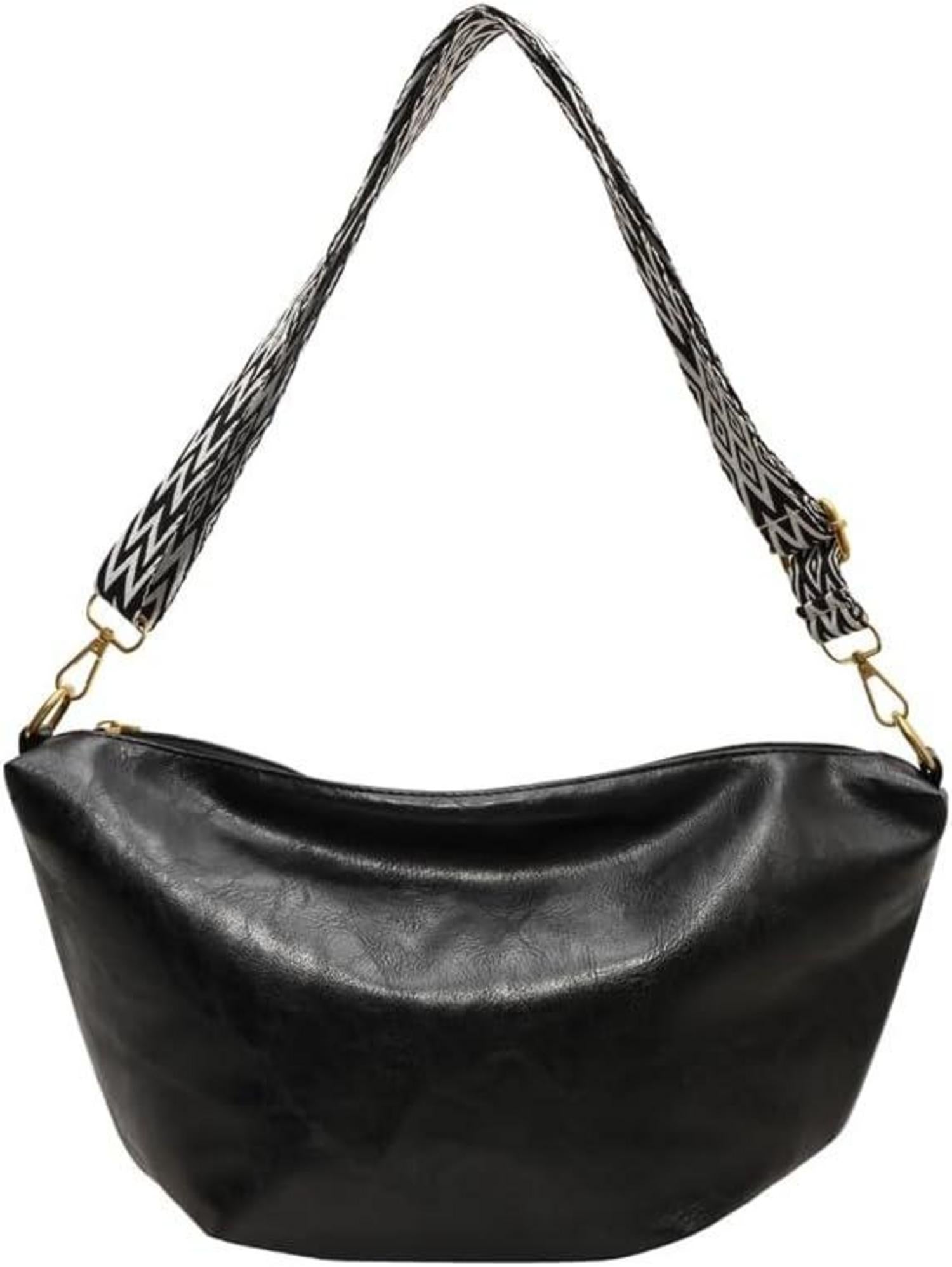Weiche-Leder Umhängetasche Groß Crossbody Vintage Schwarz