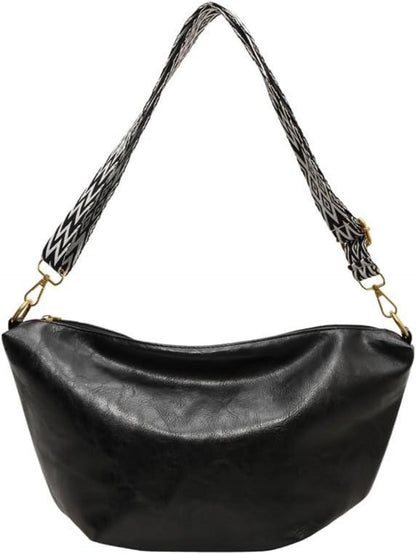 Weiche-Leder Umhängetasche Groß Crossbody Vintage Schwarz