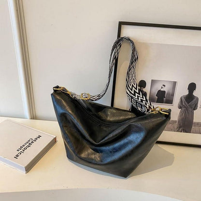 Weiche-Leder Umhängetasche Damen Crossbody Vintage Schwarz