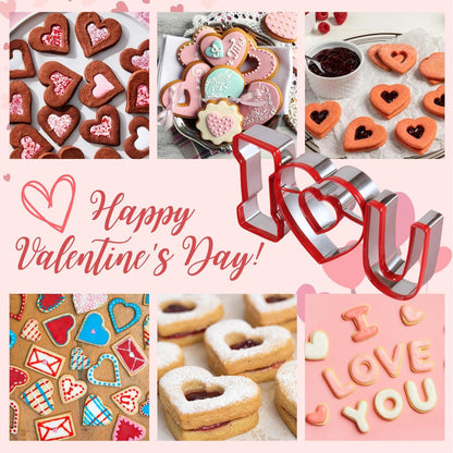 Crethink Valentinstag Ausstechformen Set - 3 Stück Edelstahl Herz Keksausstecher