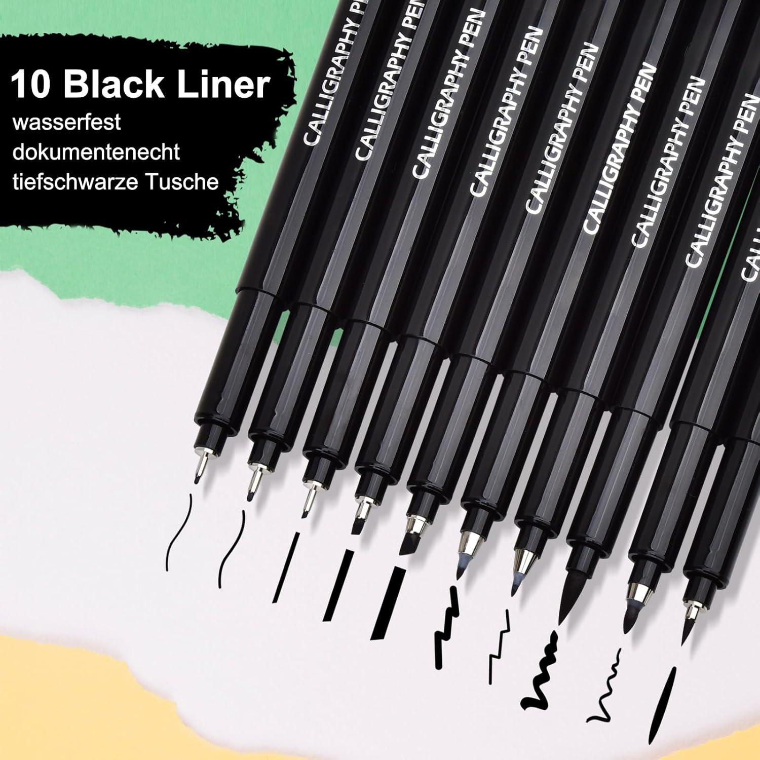 DealKits 10 Größe Kalligraphie Stifte Pinsel Fineliner Set