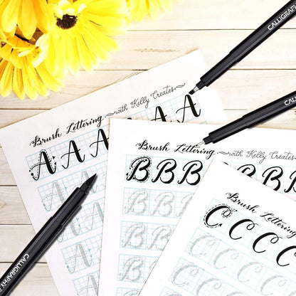 Kalligraphie Stifte Set 10 Größen Schwarz Schnelltrocknend
