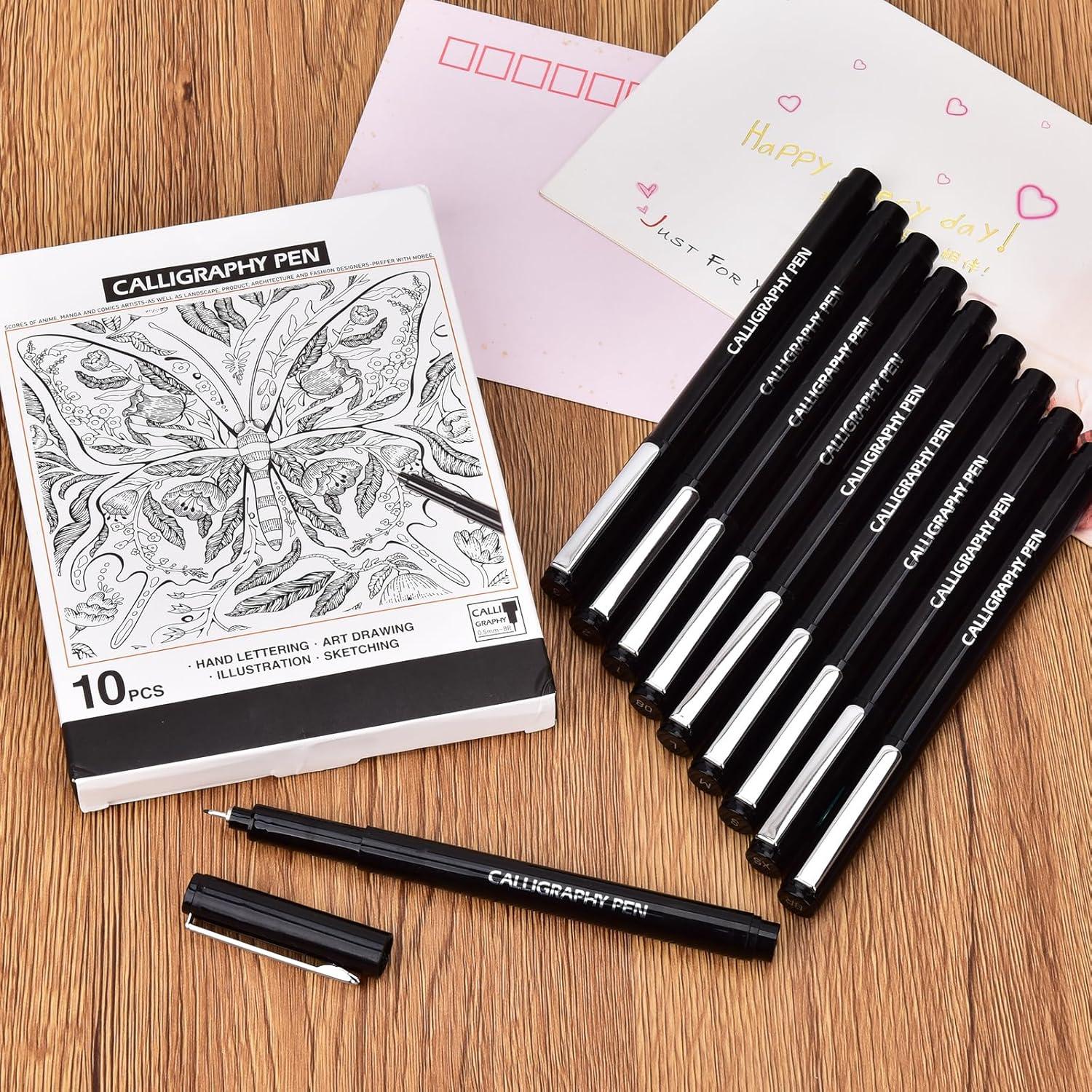Kalligraphie Handlettering Stifte Set 10 Stück Pinselstifte Fineliner Unterschrift Manga Zeichnung
