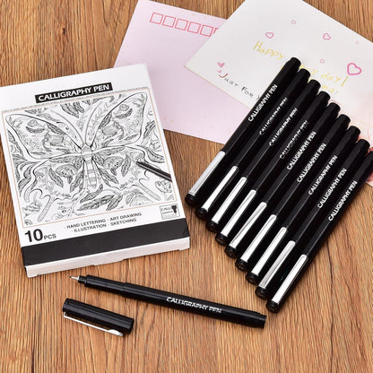 Kalligraphie Handlettering Stifte Set 10 Stück Pinselstifte Fineliner Unterschrift Manga Zeichnung