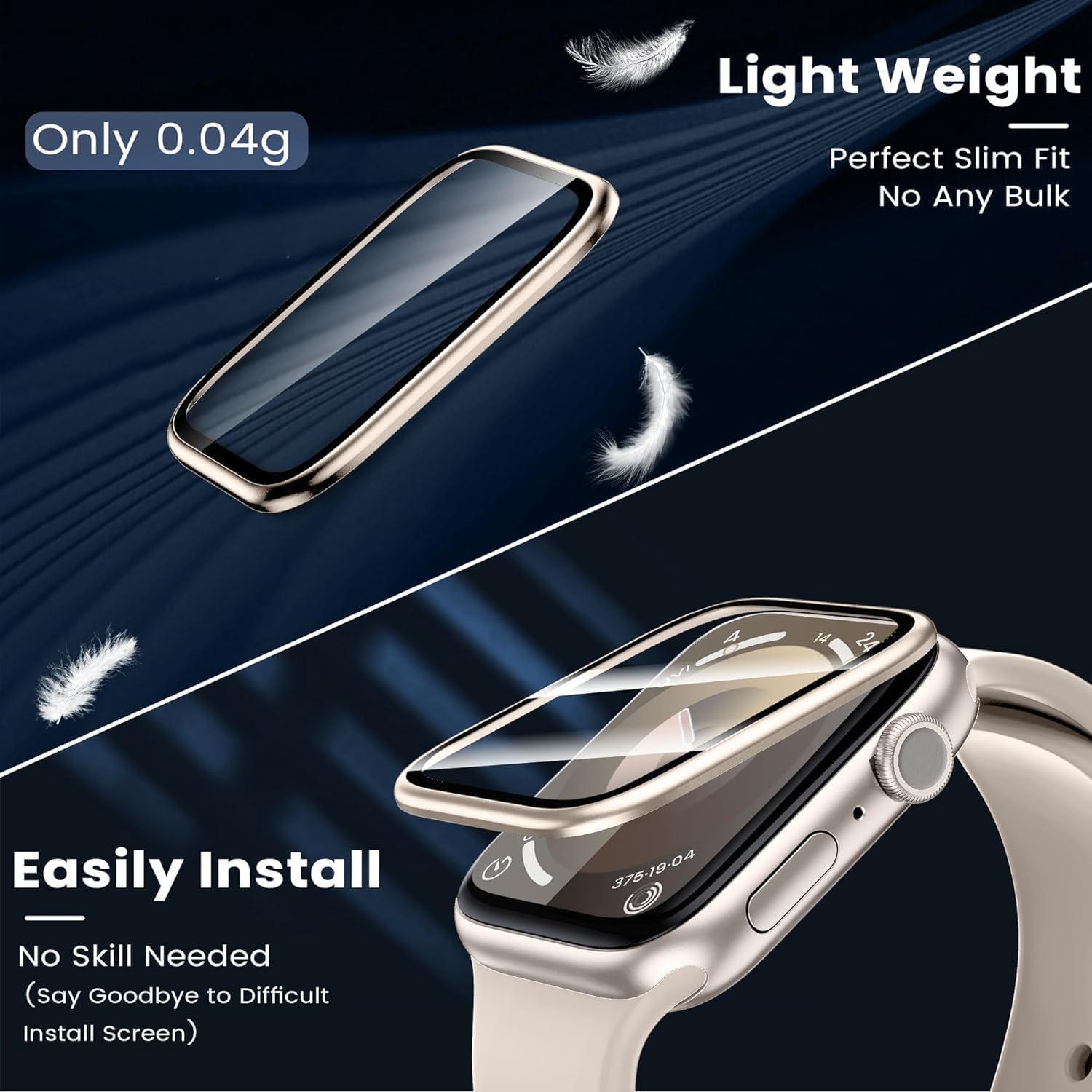 WSKEN Apple Watch Series 9/8/7 45mm Schutzfolie 2 Stück Starlight