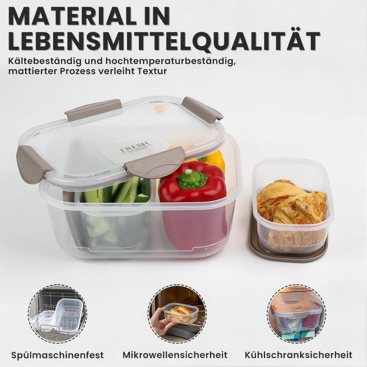 Bugucat Vorratsdose mit Deckel 2400ML, Stapelbar, 5er Set