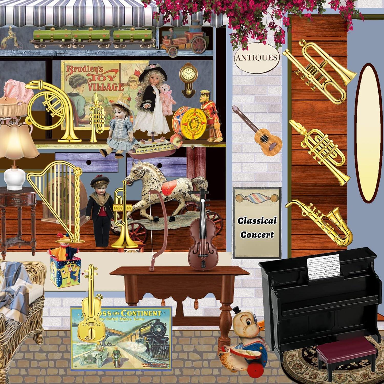 24 Miniatur Musikinstrumente Set Puppenhaus Zubehör Weihnachten