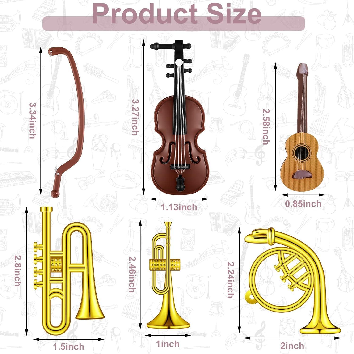 24 Miniatur Musikinstrumenten Set Geige Klavier Trompete Saxophon