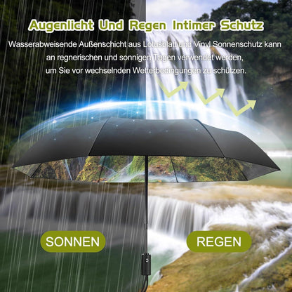 Faltbarer UV-geschützter Regenschirm mit niedlichen Aufdrucken - Kompakt